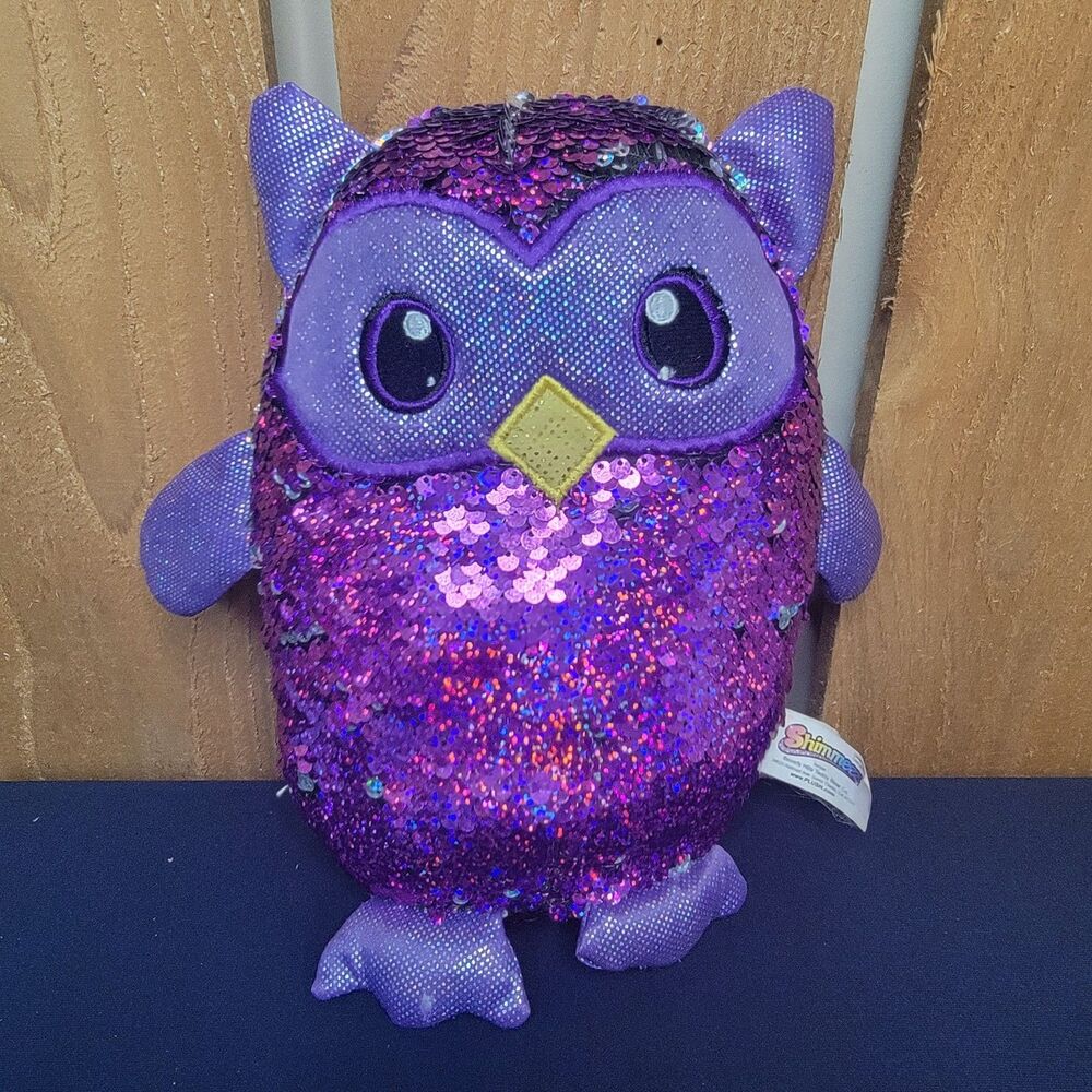 Shimmeez Owl Plush Toy Kellytoy New Oliver Series 3 Flip Sequins Purple Silver